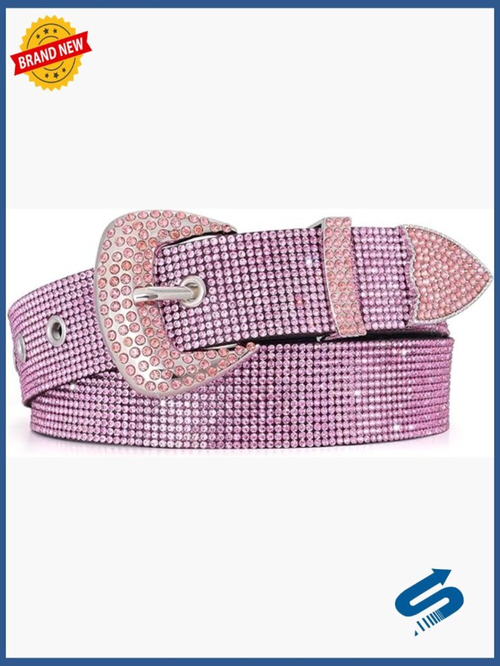 Rhinestone Studded Leather Belt for Women, Disco Western Waist Belt